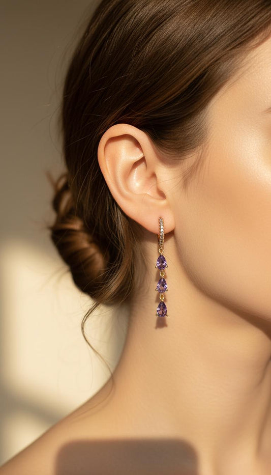 Pendientes Gotas Imperiales - Púrpura