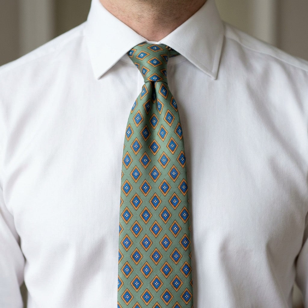Corbata verde rombos