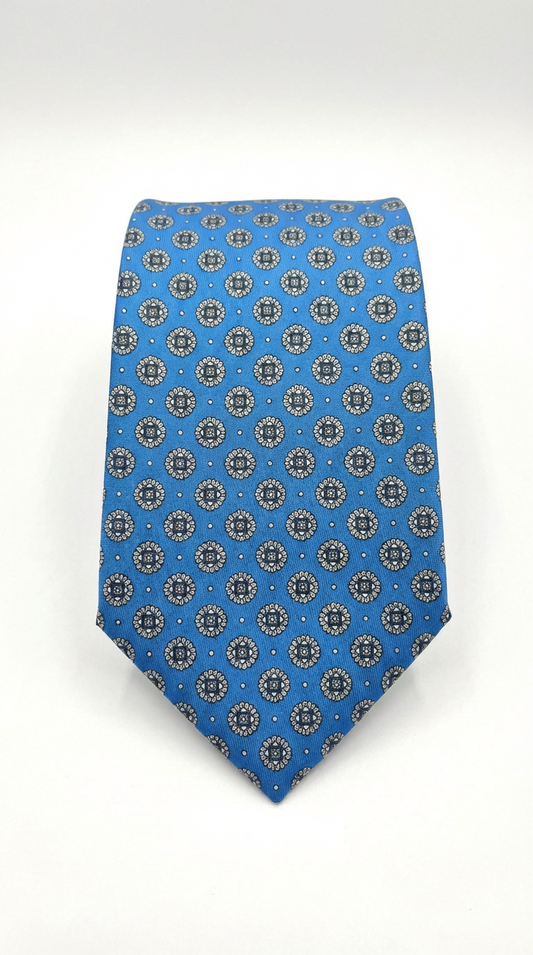 Corbata medallón azul