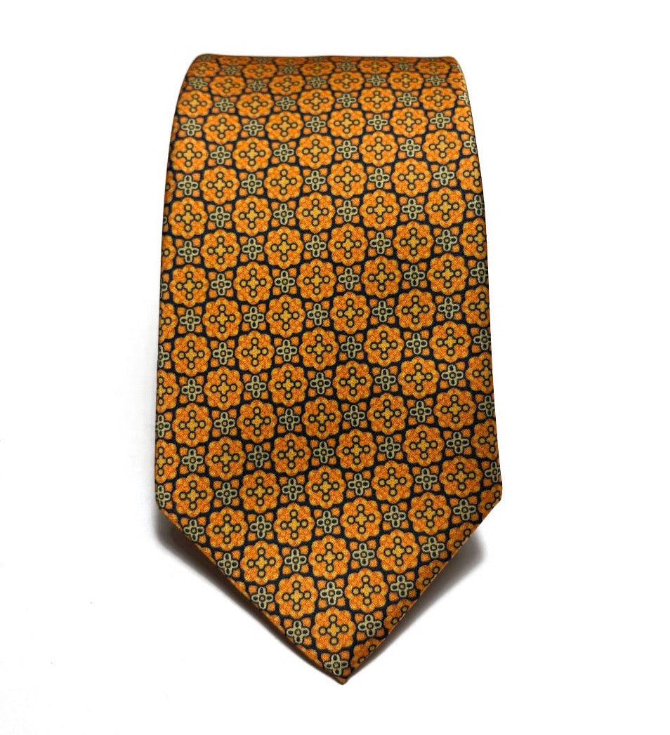 Corbata naranja geométrico