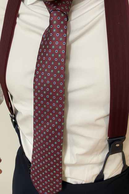 Corbata granate flores