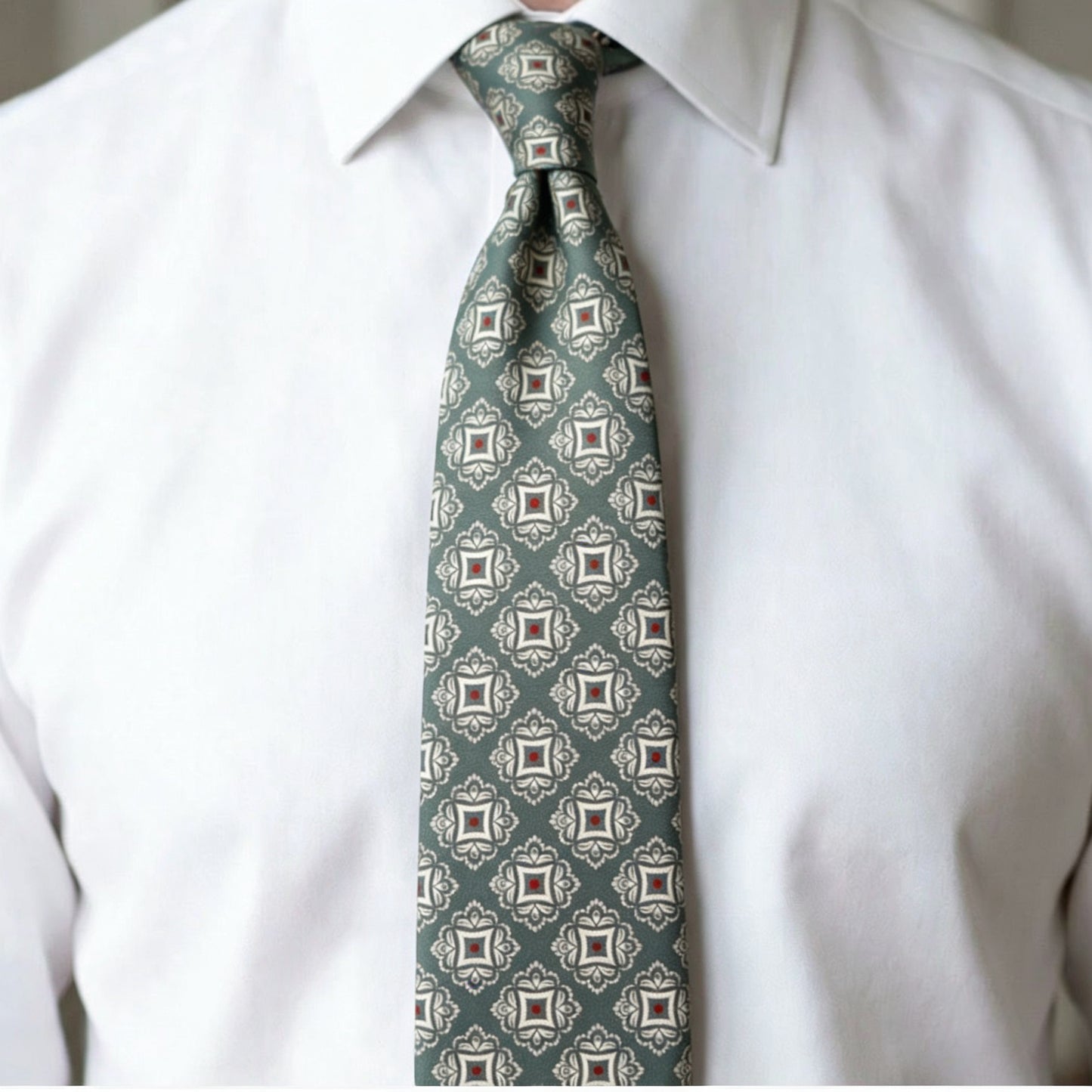 Corbata verde geométrico