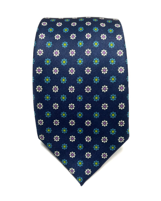 Corbata azul marino flores